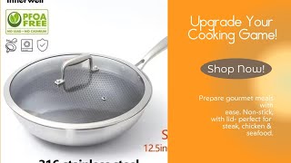 Stainless Steel Frying Pan Wok Whit Lid 32cm Nonstick Cookware 😍👌cookwares kitchenware kitchen [upl. by Oijres]