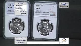 1963 Franklin Half Dollars  Philadelphia amp Denver  NGC 64 [upl. by Urbanus]