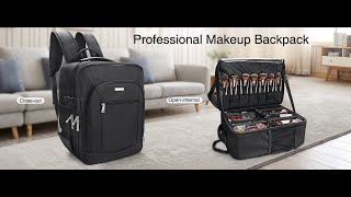 Professional Extra Large 3 Layer Makeup Backpack with 4 Small Cosmetic Bag [upl. by Seys]