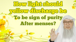 How light should yellow discharge be after menses to consider sign of purity assim assim al hakeem [upl. by Anailuy]