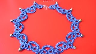 21 TUTORIAL COLLANA CHIACCHIERINO AD AGO EASY NECKLACE NEEDLE TATTING Frivolitè Encaje фриволите [upl. by Auqeenwahs]