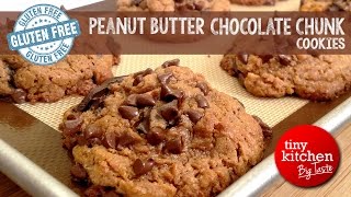 GlutenFree Peanut Butter Chocolate Chunk Cookies  Tiny Kitchen Big Taste [upl. by Watkin328]