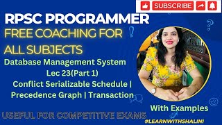 RPSC Programmer Classification of Schedule Conflict Serializability  Precedence Graph  DBMS [upl. by Annora]