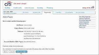 Citi QuickTake Demo How to Add a Payee using Citibank Online [upl. by Arlette]