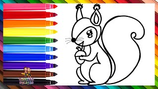 Dibuja y Colorea Una Linda Ardilla 🐿️🌰🌳🌈 Dibujos Para Niños [upl. by Tisman315]