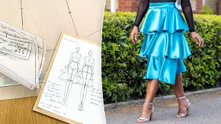 Tiered Layer Skirt Tutorial DETAILED CUTTING AND SEWING KIM DAVE [upl. by Akedijn457]