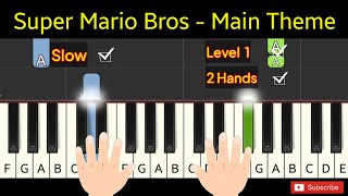 Super Mario Bros  Main Theme  piano easy [upl. by Sinnard]