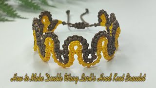 How to Make Double Wavy Larks Head Knot Bracelet  Macrame Bracelet Tutorial [upl. by Humpage]