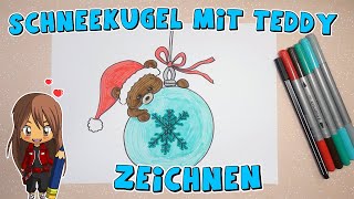 Schneekugel mit Teddy einfach malen für Kinder  ab 8 Jahren  Malen mit Evi  deutsch [upl. by Langille6]