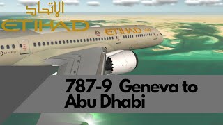 RFS Etihad Boeing 7879 Geneva To Abu Dhabi [upl. by Nareht]