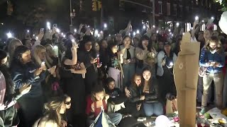 Fans honor Liam Payne former One Direction member at New York City vigil [upl. by Htaras]