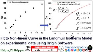 How to fit the Nonlinear Curve in the Langmuir Isotherm Model on experimental data via Origin Soft [upl. by Baten399]