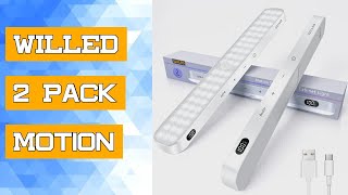 WILLED 2 Pack Motion Sensor Cabinet Light Battery Display 60 LED Touch Light Bar Wireless Rechargeab [upl. by Plate]