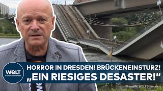 DRESDEN quotRiesiges Desasterquot  Carolabrücke auf 100 Metern in die Elbe gestürzt Suche nach Ursache [upl. by Nneb]