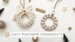 TWO EASY MACRAME ORNAMENTS  MINI WREATH  MINI MACRAME WREATH  MACRAME CHRISTMAS [upl. by Yllom]