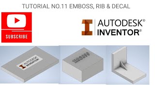 Tutorial No11  Emboss Rib amp Decal In Autodesk Inventor 2020 [upl. by Susy]