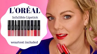 LOREAL INFALLIBLE MATTE RESISTANCE REVIEWCREAMY LEMBUT  PIGMENTED  TRANSFERPROOF Maria Soelisty [upl. by Broddy230]