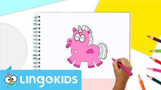 Drawing a UNICORN EASY 🦄🎨  Drawing for kids  CRAFTS by Lingokids [upl. by Shenan]