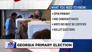 Voters head to the polls in Georgia Tuesday to decide on statewide primaries and key nonpartisan [upl. by Olyhs]