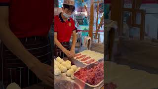 Chinese roti making  bun porotta 😌 at Bukit Bintang chineserecipe chinesemuslim bukitbintang [upl. by Dunston]