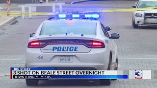 Overnight triple shooting on Beale Street leaves 1 critical 2 in noncritical condition [upl. by Annahsed]