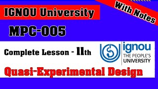 MPC005  Lesson11  QuasiExperimental Research Design  PreExperimental Design MA Psychology [upl. by Wie]