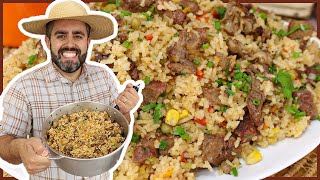 ARROZ CARRETEIRO COMPLETO  FÁCIL DELICIOSO  Lá Na Roça [upl. by Teerprah42]