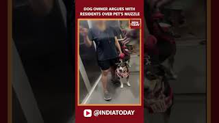 Viral Dog Video Dog Owner Argues With Residents Over Pets Muzzle In Noida Society Lift  shorts [upl. by Bedell]