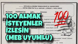 6Sınıf Bilişim Teknolojileri 1Dönem 1Yazılı [upl. by Ainoz907]