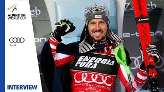 Marcel Hirscher  quotDefinitely not the easiest victoryquot  Zagreb  Mens Slalom  FIS Alpine [upl. by Hailahk]