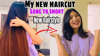 My New Haircut Vlog 💇‍♀️  I Cut My Long Hair ✂️🫣😥 Sanjima vlog [upl. by Marney]