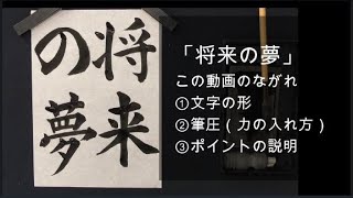 「将来の夢」小6 第89回 県かきぞめ競書大会（福井新聞社 かきぞめ）字形、筆圧、ポイントの解説です。 [upl. by Ledarf520]