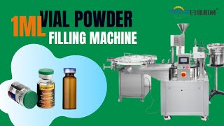 1 GRAM POWDER VIAL FILLING STOPPERING AND CAPPING  AUTOMATIC INTEGRATED MACHINE [upl. by Lerrej]