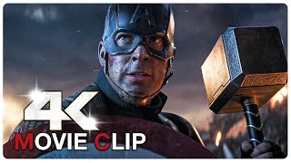 Captain America Lifts Thors Hammer Mjolnir Scene  AVENGERS 4 ENDGAME 2019 Movie CLIP 4K [upl. by Knarf]