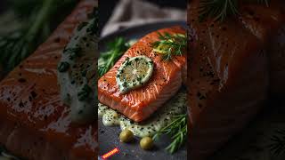 🐟 How to Cook Keto Baked Salmon with Dill Sauce 🧄 shorts [upl. by Annalise]