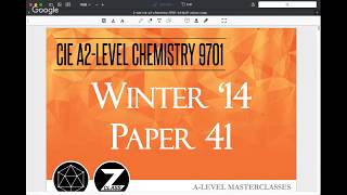 CIE A2 Chemistry 9701  W14 P41  Solved Past Paper [upl. by Adnoraj]