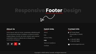 Responsive Footer Section Design Using Html amp CSS  CSS3 Mobile Responsive Website Footer [upl. by Nodla]