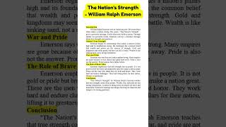 A Nations Strength by Ralph Waldo Emerson Essay for Exam SuccessARsummaryguidanceviraltrending [upl. by Butcher]