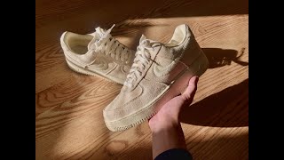 Stussy x Nike Air Force 1 Low quotFossilquot  On Foot  Review [upl. by Soutor]