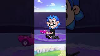 Pink Car vs Black Bike Awesome Race 🌈🏁 cartoon song [upl. by Dadivitan]