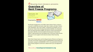 Overview of Rent Freeze Programs [upl. by Anikas]