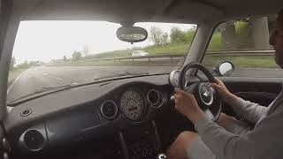 Mini r50 scorpion exhaust sound inside at 70mph [upl. by Nosemyaj]