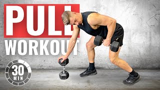 30 MIN DUMBBELL PULL WORKOUT  Push Pull Legs Split [upl. by Anwahsak]