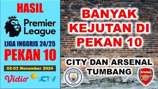 HASIL LENGKAP LIGA INGGRIS 2425 PEKAN 10 II CITY DAN ARSENAL TUMBANG [upl. by Hebner]