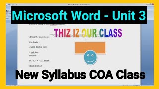 Microsoft Word  Unit 3  New Syllabus  COA Class [upl. by Aela]