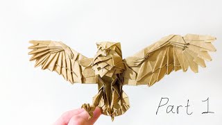 Origami BLAKISTON’S Fish Owl tutorial PART 1 [upl. by Slemmer894]