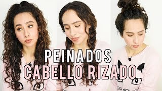 3 PEINADOS FÁCILES PARA CABELLO RIZADO 🖤 [upl. by Odnalro]