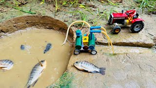 Catch fish using mini water pump  fishing exciting  diy tractor ‪sunfarming7533‬ [upl. by Sukram]