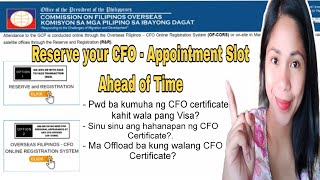 CFO SLOT Appointment Reservation  bakit importanteng gawin eto Iwas Offload sa Immigration [upl. by Acenes135]