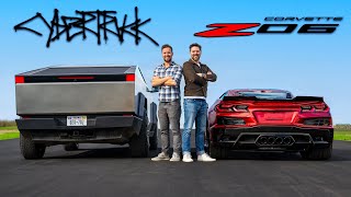 Tesla Cybertruck Cyberbeast vs Corvette Z06  DRAG amp ROLL RACE [upl. by Trinity]